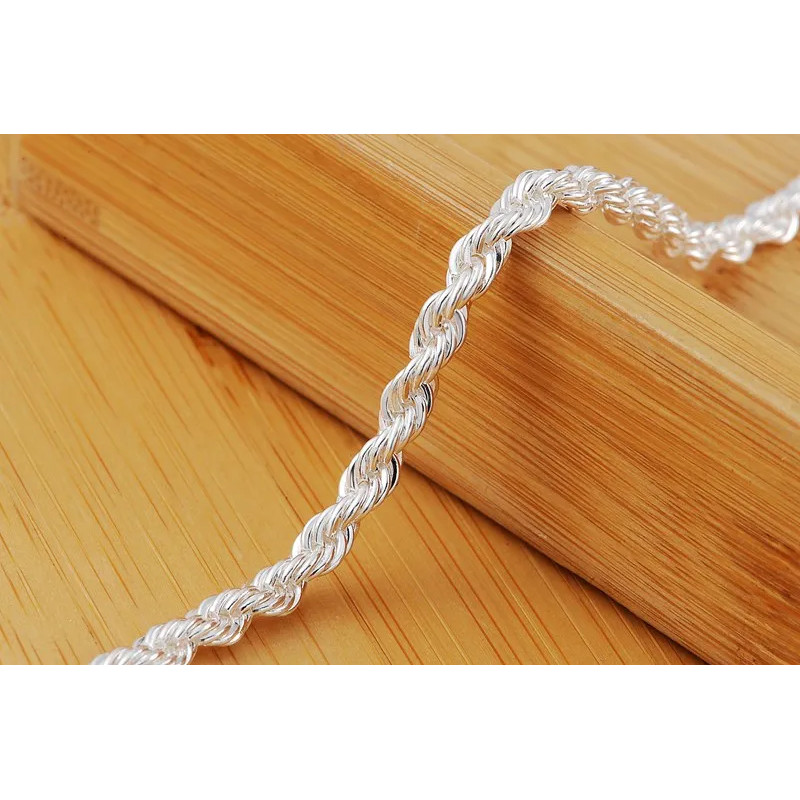 Vòng tay bạc 925 dây xoắn 4mm, thiết kế tinh tế cho cả nam và nữ
