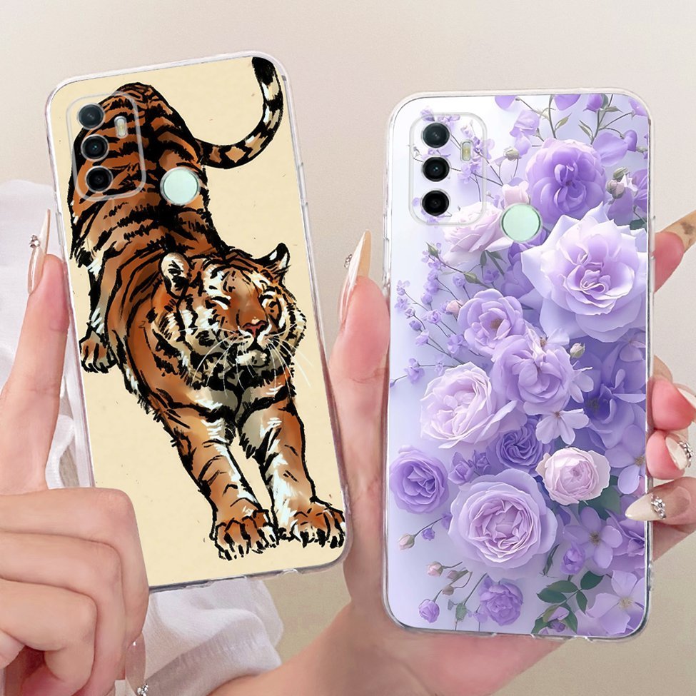 Ốp lưng trong suốt Oppo A53 4G CPH2127 Mèo dễ thương Thời trang Bướm Vỏ sơn ngộ nghĩnh OppoA53 4G CPH2131