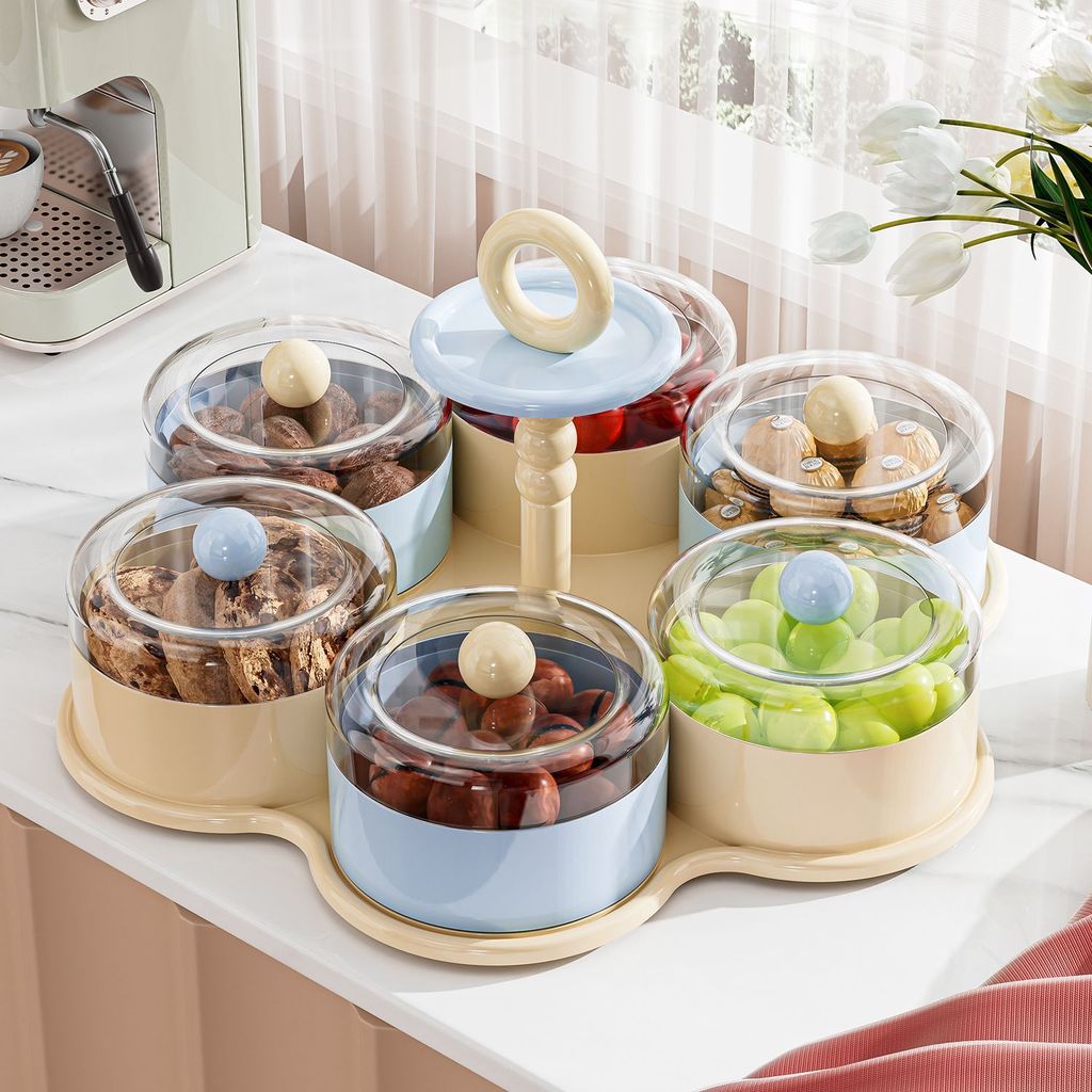 Khay Kẹo Giá Trị Cao Phòng Khách Hộ Gia Đình Bàn Cà Phê Xoay Khay Trái Cây Ăn Nhẹ Vị Trí Khay Hạt Khô Hộp Bảo Quản Trái Cây Ngăn