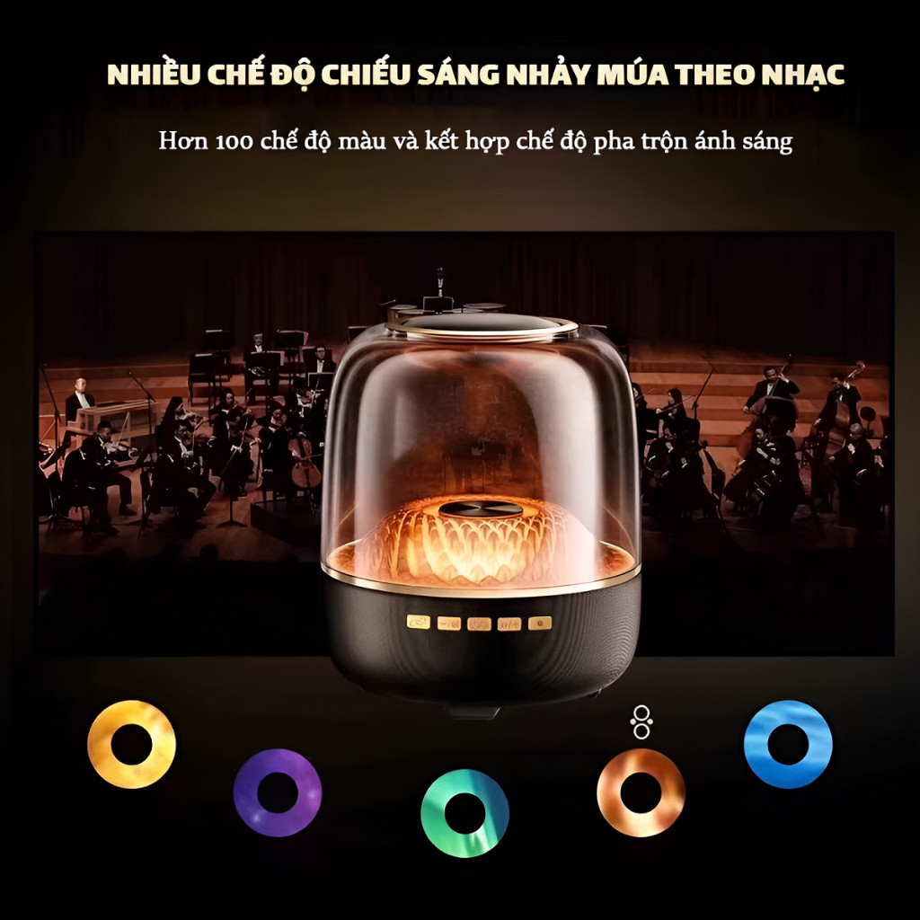 Loa Bluetooth Glass 5 - Bass lớn 10W - Âm thanh vòm, RGB Led - Bảo hành 12 tháng