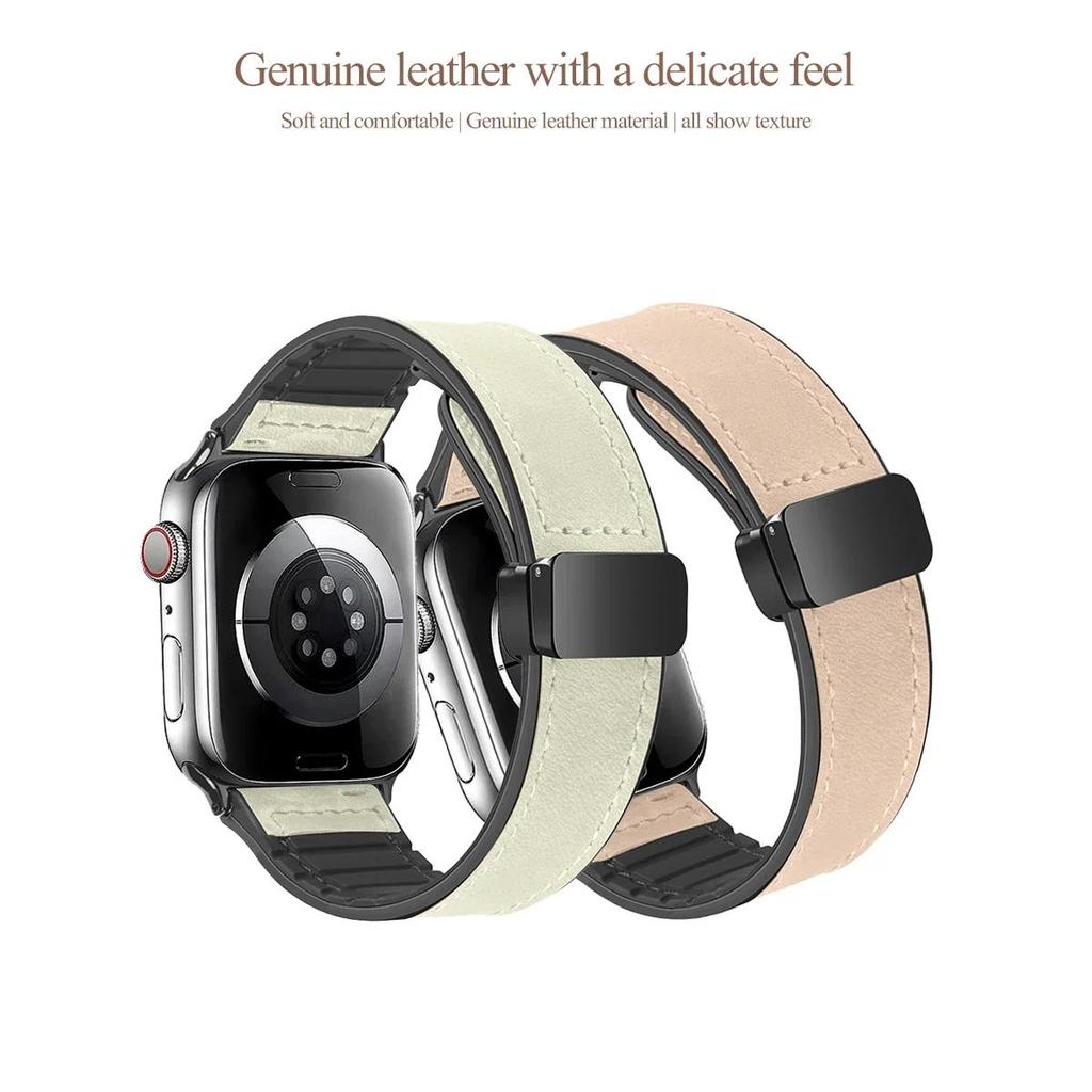 Dây da từ tính cho Apple Watch Series11 / 10 46mm 42mm Ultra3 / 2 / 1 49mm 9 8 7 6 5 4 3 SE 41mm 45mm 44mm 40mm 38mm
