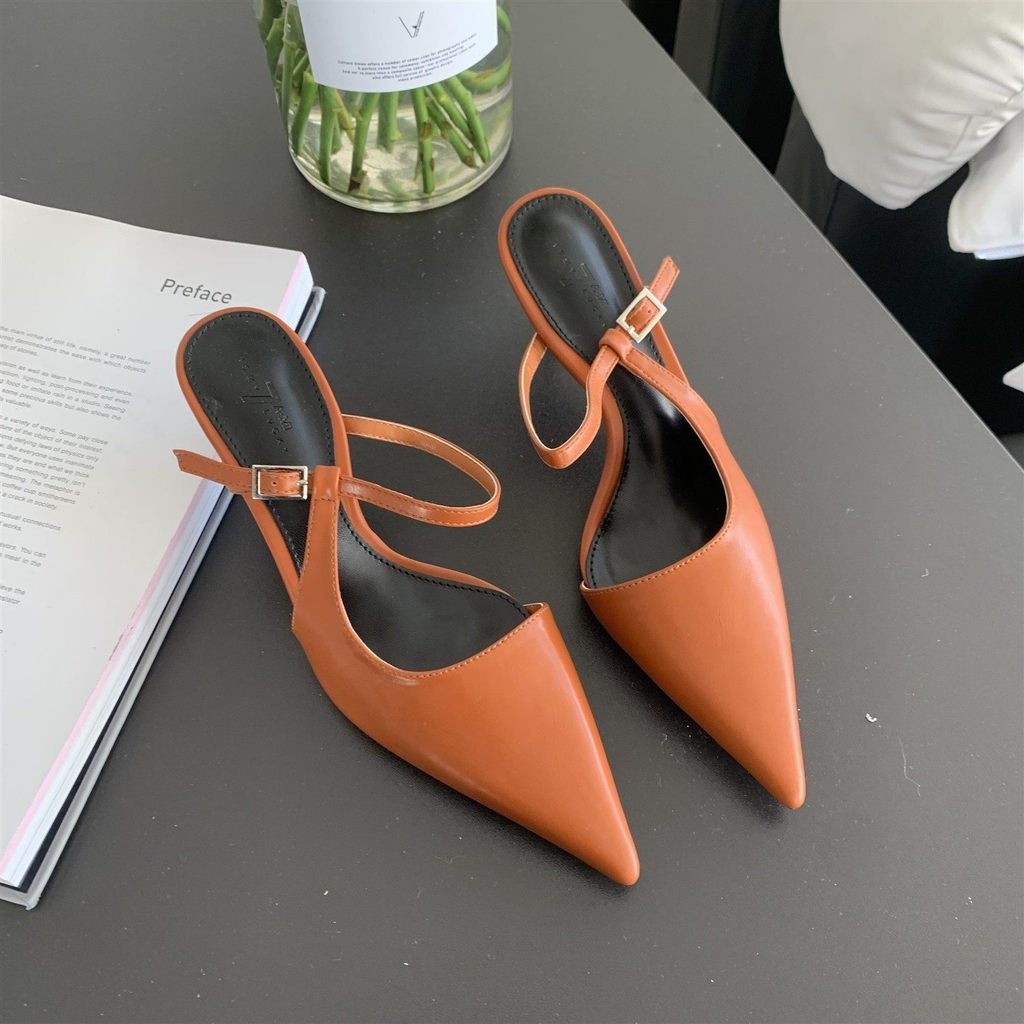 Dép xỏ ngón TT Nữ Dây đeo phẳng Giày sandal gót cao Tính khí phù hợp