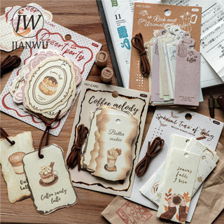 JIANWU Mảnh Khoảnh Khắc Dòng Vintage Cà Phê Phong Cảnh Nhãn Chất Liệu Cắt Dán Thêu Sò Nhãn Dán Sáng Tạo Tạp Chí Văn Phòng Phẩm