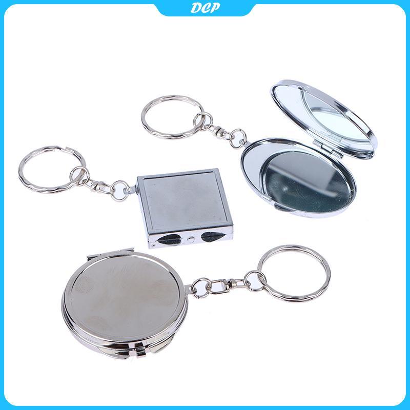 [DCP] hình trái tim tròn hình bầu dục hình vuông hai mặt gương mỹ phẩm kim loại Gấp Móc khóa trang điểm gương mini [VN]