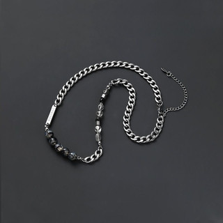 Trang sức thời trang nam mặt dây chuyền tự nhiên đá và pha lê đen trắng,charm vuông titanium thép