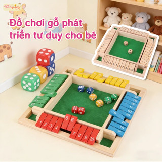 【BabyJoy】Đồ chơi gỗ phát triển tư duy cho bé, trò chơi xúc xắc lật thẻ số,Đồ chơi giáo dục cho trẻ em