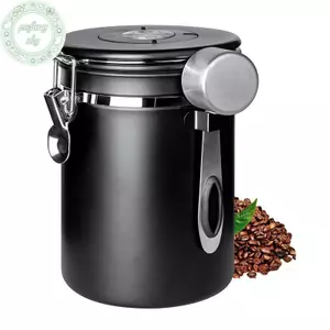 Hộp đựng cà phê PUSKY kín khí Van một chiều bằng thép không gỉ Hộp đựng thực phẩm nhà bếp có ngày trao đổi và muỗng cho xay cà phê 1.2 1.5 1.8L VN