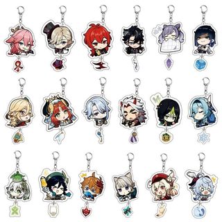 Anime Game Key chain Genshin Impact Arlecchino Navia Pendant Women Men Bag Car Keychain Accessories Cell phone Acrylic