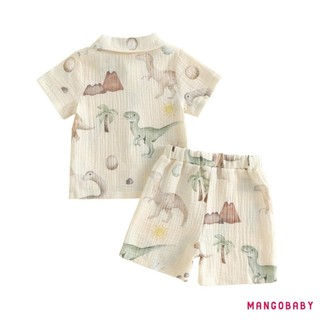 MG-Toddler Trang Phục Mùa Hè Cho Bé Khủng Long / Lá / Cây Dừa In Nút Xuống Cổ Áo Sơ Mi Tay Ngắn Và Quần Short Bộ 2 Chiếc