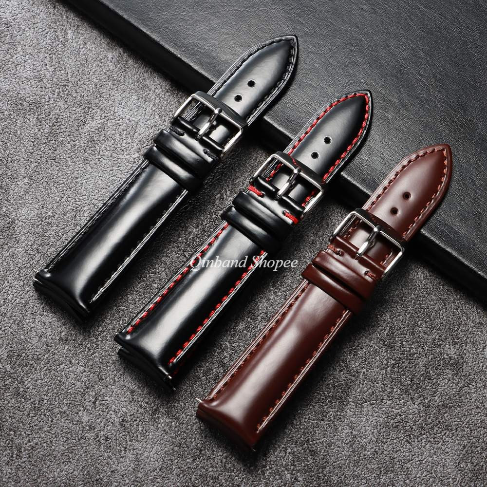 Dây đeo đồng hồ bằng da thật sáng bóng 18 / 19 / 20 / 21 / 22mm Dây da bò phát hành nhanh cho nam nữ Vòng tay doanh nhân chính thức Vintage Retro