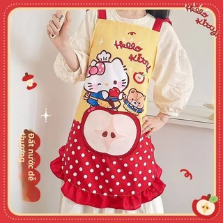 Tạp dề Hello Kitty dễ thương không tay, dùng trong bếp gia đình, chống nước chống dầu, dành cho nữ, phục vụ ẩm thực