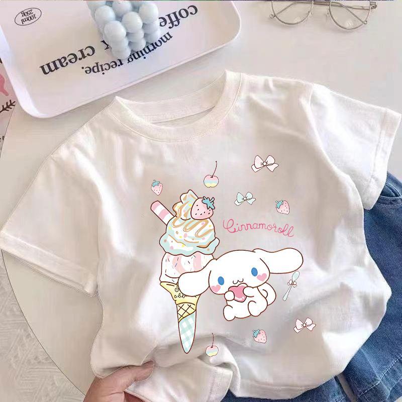Áo Thun Gái, Ngọc Guigou In, Cổ Tròn, Dáng Rộng, Thời Trang, Mùa Hè