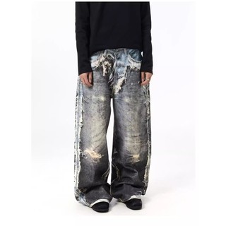 Quần Jean Nam Phong Cách Unisex Cao Cấp, Kiểu Rách Scimitar