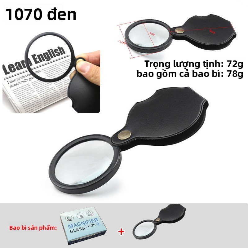 Hộp đựng da Chuda Kính lúp Người cao tuổi Đọc sách Kính lúp Viện phúc lợi Điều dưỡng Nhà quà tặng Kính lúp 70MM Dây OOFQ