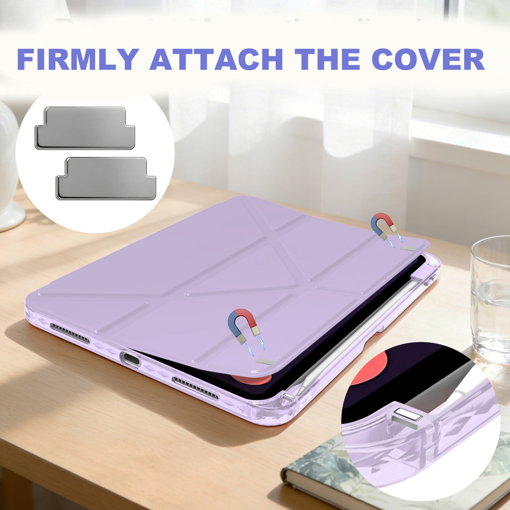 Vỏ bọc bằng da có thể tháo rời bằng Acrylic cứng gấp chữ Y cho IPad 10 11 A16 Air4 Air5 Air6 Air7 Air 11 M2 M3 2024 2025 10.9 "Pro11 2018 2020 2021 2022 Vỏ thông minh