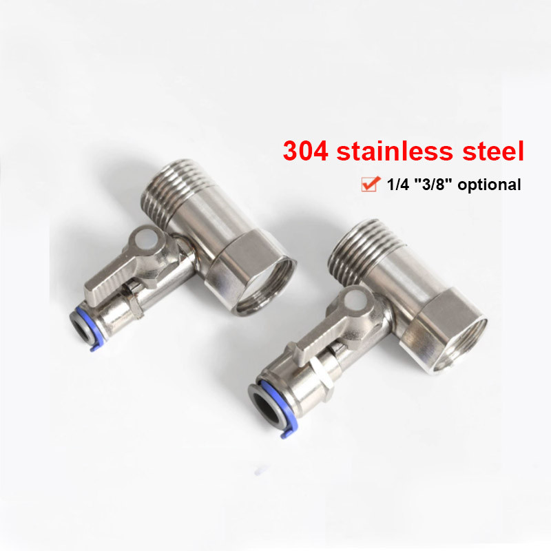 RO Lọc Nước Đầu Vào Tee Van Bi Thép Không Gỉ 304 1 / 2 "Đến 1 / 4" 3 / 8 "Ống PE Đầu Nối Nhanh Góc Van Công Tắc Phụ Kiện