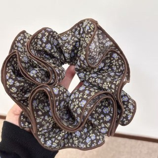 NETDWELL Big Satin Scrunchies, Dây buộc tóc voan hoa cổ điển, Phụ kiện tóc màu nâu mịn Giá đỡ đuôi ngựa đàn hồi Sử dụng hàng ngày