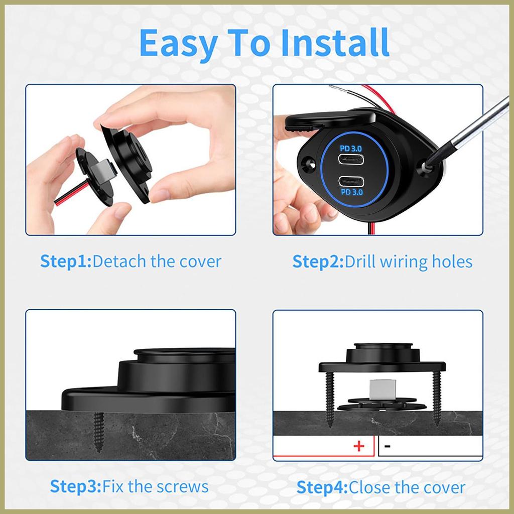 Ổ cắm sạc USB chống nước trên ô tô, sạc nhanh cho điện tử ô tô abrtedvn