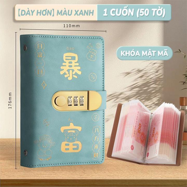 Cuốn sổ tiết kiệm 100 ô, khóa mật khẩu chống nước, da PU chất lượng cao, giúp quản lý tài chính cá nhân một cách dễ dàng