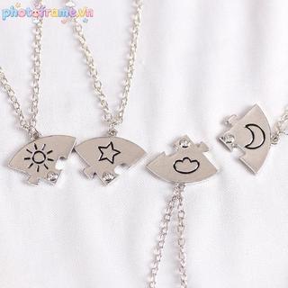 Khung ảnh hình tròn Mặt trời và ngôi sao mặt dây chuyền thời trang cho tình bạn BFF nam nữ 2023