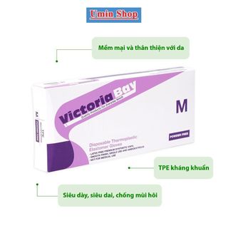 Hộp 100 Găng tay nilon làm bếp nấu ăn vệ sinh Victoria Bay UminShop Bao tay TPE kháng khuẩn