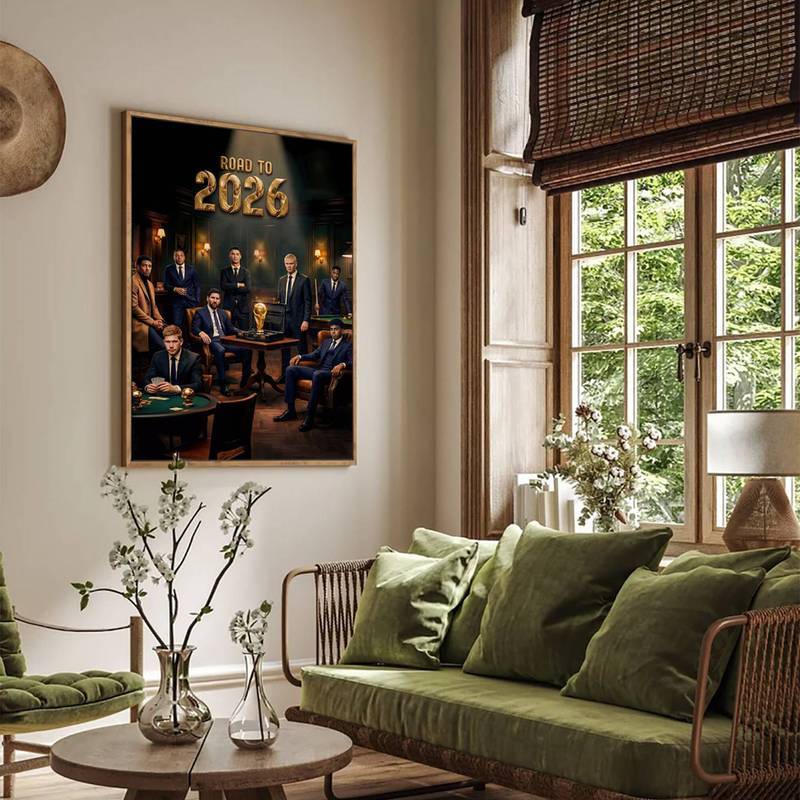 Bóng Đá Truyền Thuyết Canvas Nghệ Thuật Treo Tường Messi Ronaldo Poster 2026 World Cup Phòng Khách Sofa Nền Trang Trí