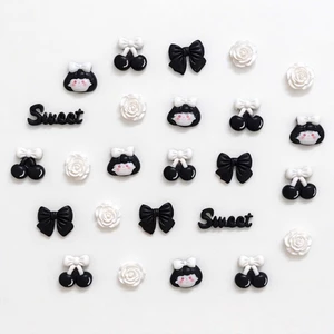Set 12 charm màu đen trắng - Charm gắn dép xinh đáng yêu- Tổng hợp 17 bộ màu Hot