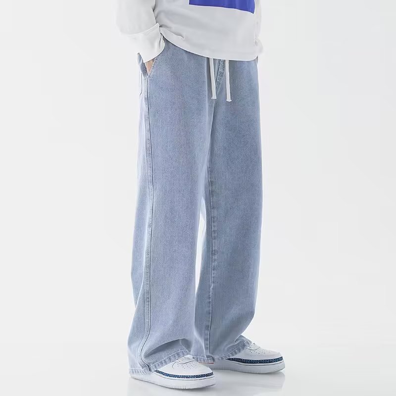 Quần jean nam cạp cao thẳng cỡ lớn Quần Cotton co giãn