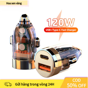 【COD】Tẩu sạc nhanh ô tô 120W tự động ngắt khi đầy pin, bảo vệ thiết bị an toàn, bảo hành chính hãng 12 tháng.
