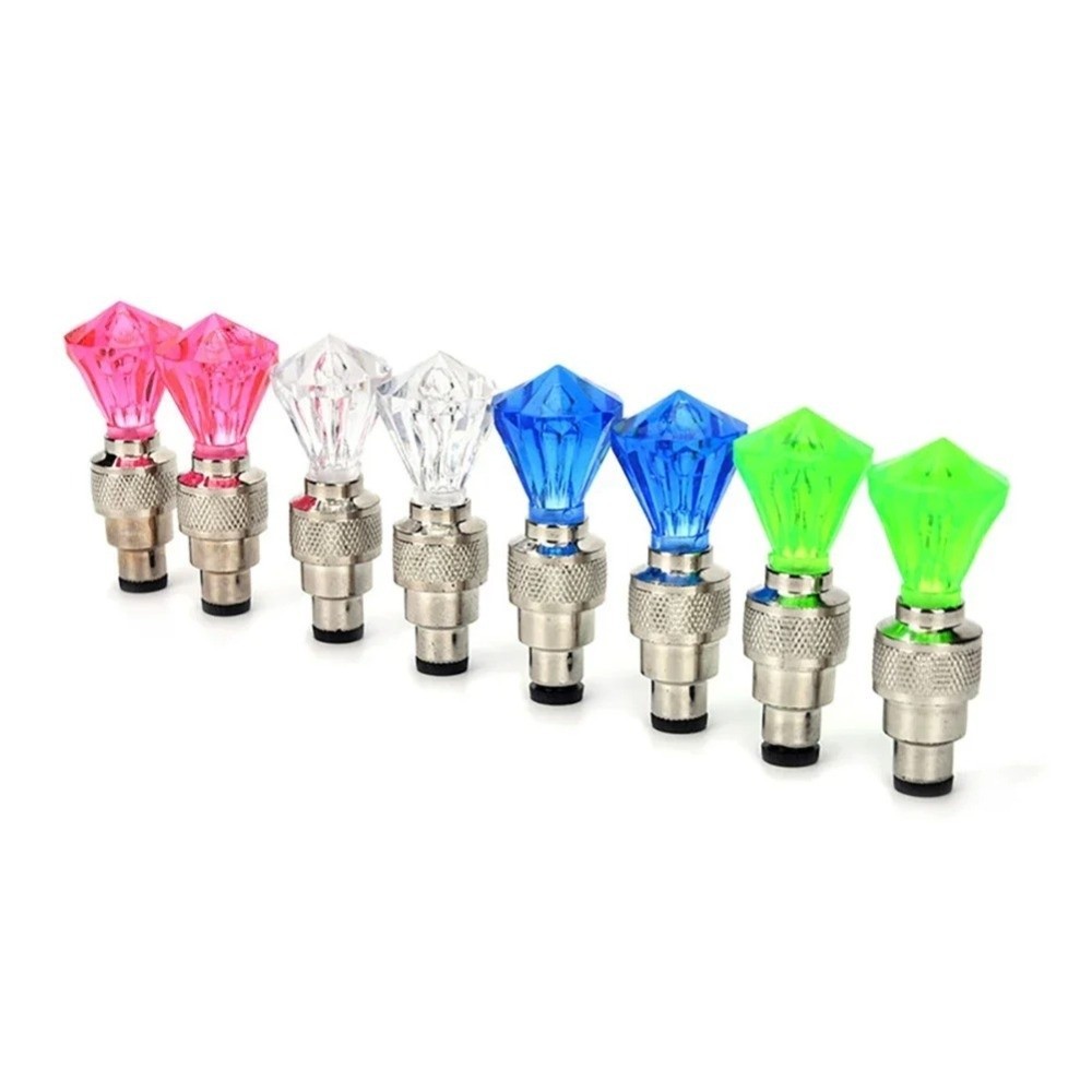 ALLEY 2 CÁI Đèn nắp van lốp LED đa màu hình đá quý, chống nước, phụ kiện ô tô đèn Neon