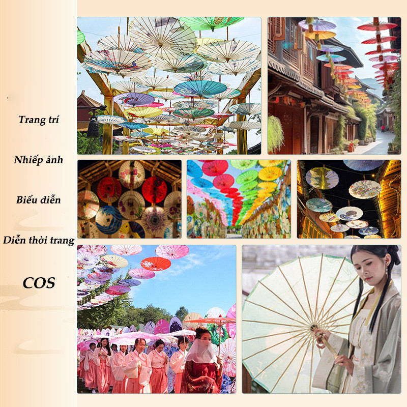Ô Dù Cổ Trang Đa Năng Giấy 70/82cm - Hoa Văn Tinh Xảo, Cho Múa, Ảnh Thần Quang, Cosplay, Trang Trí