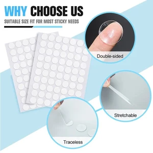 Trong Suốt Hai Mặt Băng 50 / 100 Miếng Dán Tròn Không Dấu Vết Miếng Dán Chống Thấm Nước DIY Văn Phòng Phẩm Trang Trí Lễ Hội Nhà