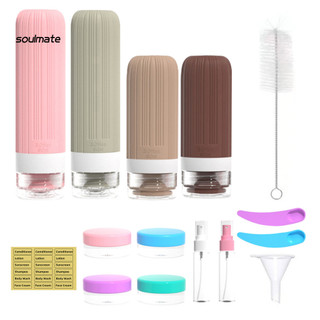 Linh hồn| Bộ chai du lịch Bộ dụng cụ vệ sinh du lịch bằng silicon 60 / 90ml – Hộp đựng đồ vệ sinh di động có thể tái sử dụng chống rò rỉ cho kem dưỡng da mặt cho Southeas