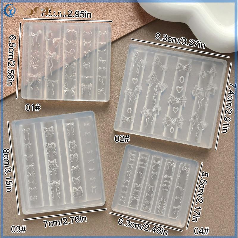 XOITU 3D Ruy Băng Nơ Hình Khuôn Dập Stencils UV Gel Ba Lan Khuôn Nghệ Thuật Silicon Khắc Khuôn DIY Thiết Kế Móng Tay Charm Trang Trí VN