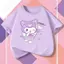Áo Nam/Nữ, 2026 Hè, Kuromi Kids' Baju-T, hình in, Form nhỏ, nên tăng 1 size