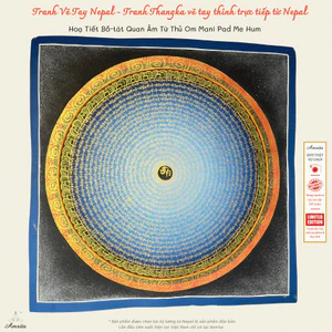 Hoạ Tiết Bồ-tát Quan Âm Tứ Thủ Om Mani Pad Me Hum -Tranh Thangka - Tranh Mandala - CXNP408