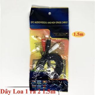 【COD】Dây cáp audio 1 ra 2, dài 1,5m, tương thích với TV, loa soundbar, đầu đĩa và các thiết bị có cổng AV phổ biến.