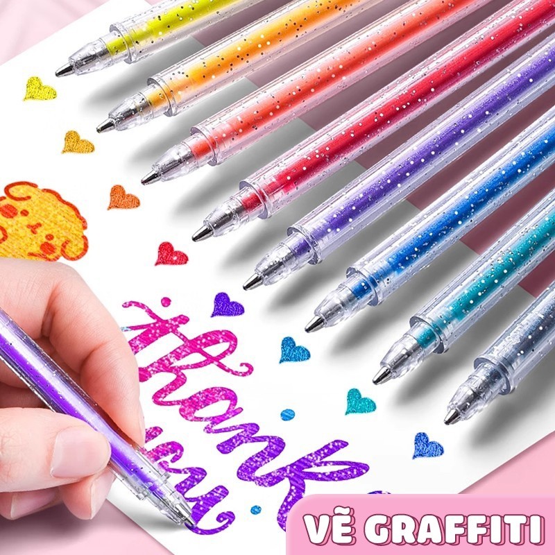 48 Chiếc Shinning Lấp Lánh Tô Màu Doodling Bút Lấp Lánh Kim Loại Nhiều Màu Sắc Gel Bút Đánh Dấu