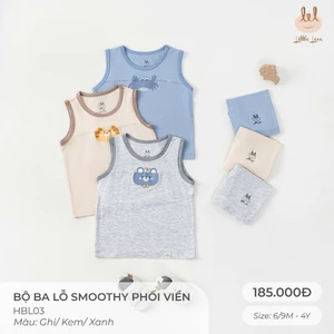 Bộ Ba Lỗ cộc tay Vải Sợi tre [ Siêu Mềm, Mát, Mịn Co Dãn Và Thấm Hút Mồ Hôi Tốt] Size ch bé từ 6M - 4Y (HBL03)
