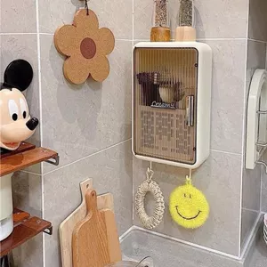 "Hộp Đựng Đũa Gắn Tường Thoát Nước Tiện Lợi Cho Bếp Và Nhà Hàng"