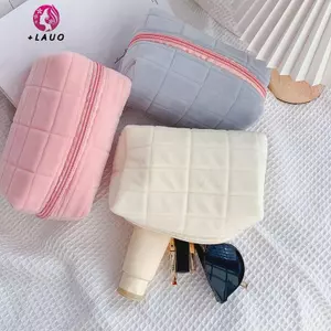Springevenstar Túi trang điểm lông thú dễ thương nữ, dây kéo lớn, đựng mỹ phẩm, đồ vệ sinh, đồ giặt, bút sang trọng