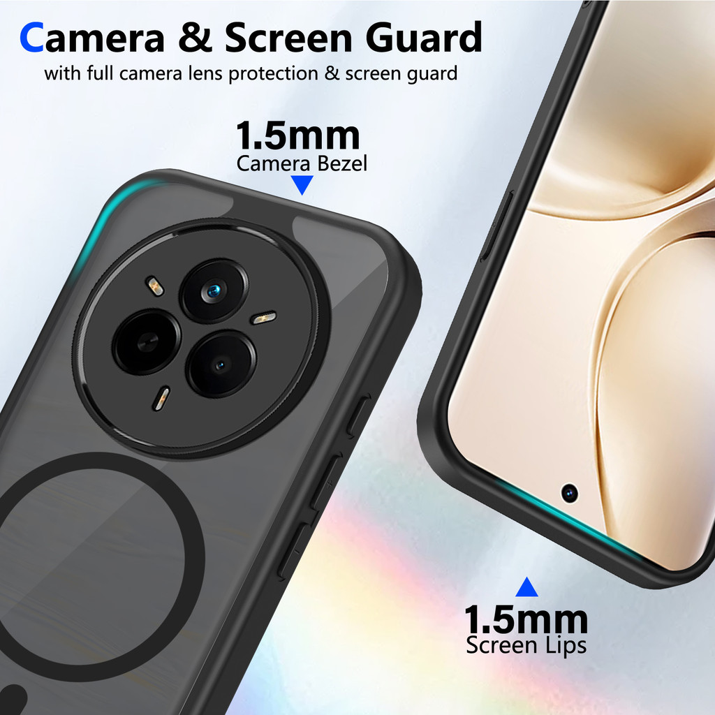 Ốp lưng Realme 14 Pro Plus 5G Vỏ thu hút từ tính màu đen mờ cho Ốp điện thoại Realme 14 Pro 5G