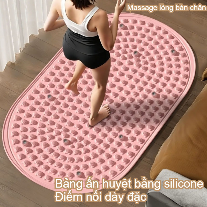 Thảm massage chân silicon cao cấp, 11 nam châm massage, lưu thông khí huyết, chạy bộ tại chỗ, gấp gọn dễ mang