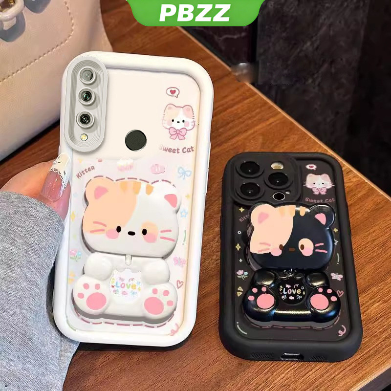 Ốp Lưng Cho Huawei Y9s Y9 Prime 2019 HONOR 20 pro Lite Vỏ Điện Thoại Vỏ Mềm Silicon Chống Sốc Thiết Kế Mới Thẩm Mỹ Mèo Hoạt Hình Có Giá Đỡ Cho Gương JTMMZJ01