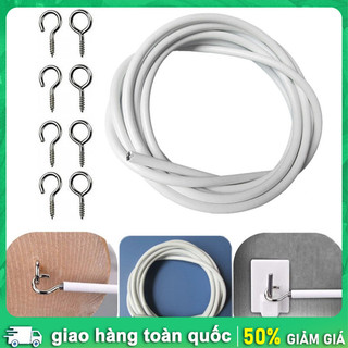 Dây rèm cửa sổ bằng thép bọc nhựa dài 5m kèm tăng đơ và móc Bộ Dây Treo Rèm Cửa Sổ， Dài 2M，Kèm Khoen Tròn Và Móc