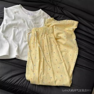 [Giảm giá 10% trong thời gian có hạn] Seckill Phong cách phương Tây Plus Size Nữ Muối biển mùa hè Soda Dopamine Họa tiết kẻ sọc chấm bi Dây rút ống rộng