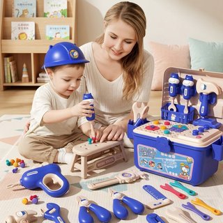 Bộ đồ chơi dụng cụ 244 chi tiết – Kèm bàn làm việc, máy khoan, mũ bảo hộ, hộp đựng – Nhựa an toàn – Rèn luyện sáng tạo