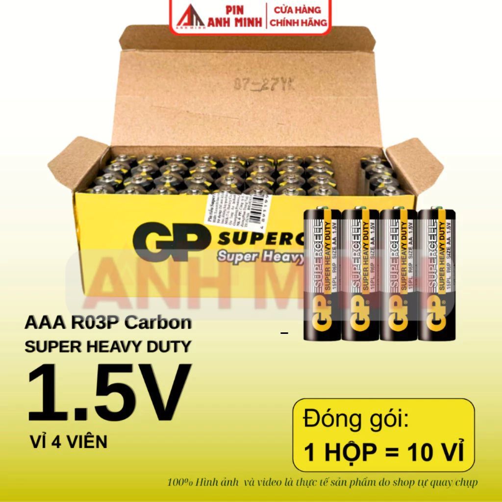 Pin Tiểu 1.5V AA GP Super Heavy Duty - Hộp 40 viên pin 2A cao cấp dùng cho micro, đồng hồ, đồ chơi