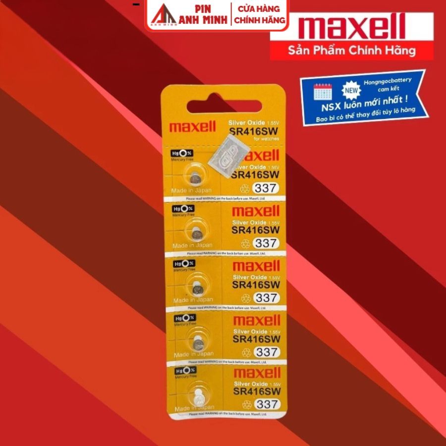 5 Viên Pin Đồng Hồ SR626 / SR621 / SR716 / SR521 / SR616 / SR516 / SR721 / SR920 / SR927 Maxell Chính Hãng