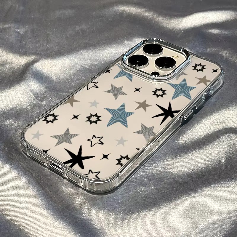 Ốp Điện Thoại Họa Tiết Ngôi Sao Năm Cánh Doodle Nhiều Màu Sắc Cho Samsung S25 S24 FE S26 S23 Ultra S20 S22 S21 Plus Vỏ Chống Sốc Trong Suốt